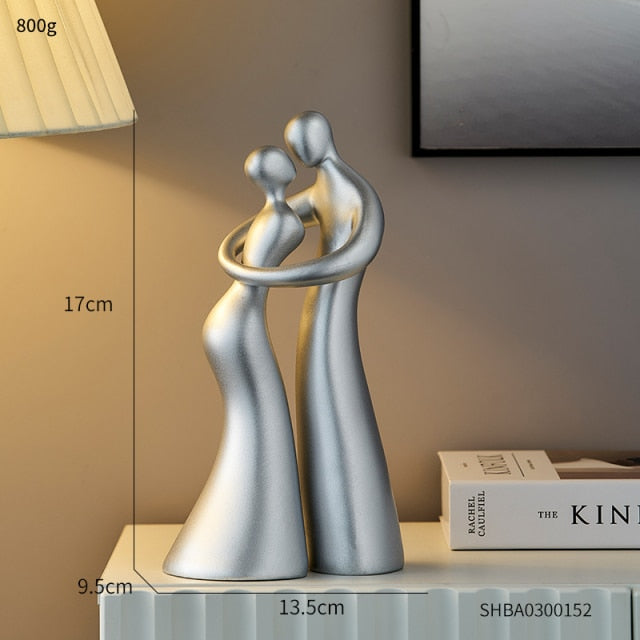 Cuddle Me - Nordic Abstract Embrace Couple Sculpture
