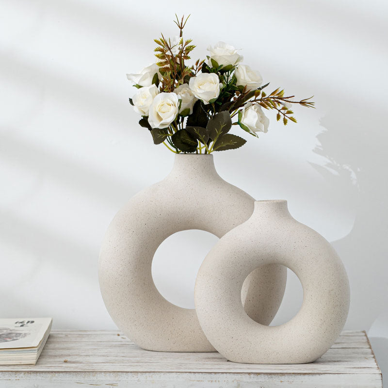 NordPot - Nordic Circular Hollow Ceramic Vase Donuts Flower Pot