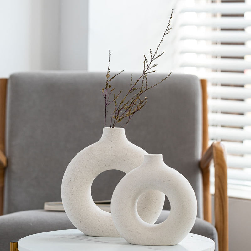 NordPot - Nordic Circular Hollow Ceramic Vase Donuts Flower Pot