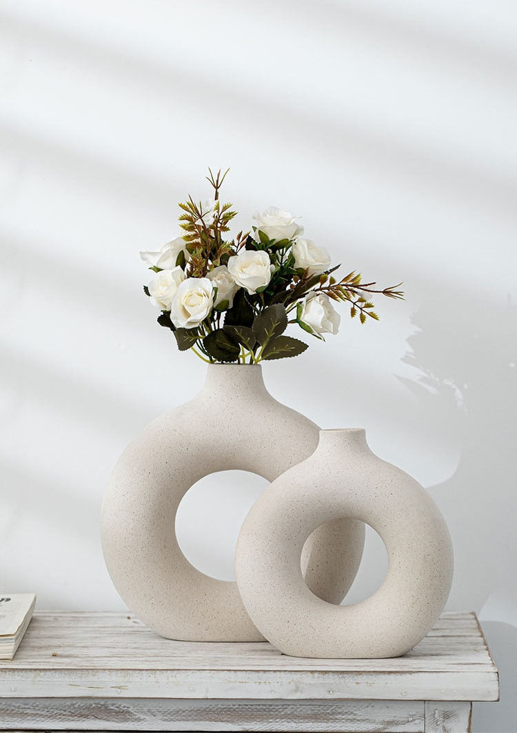 NordPot - Nordic Circular Hollow Ceramic Vase Donuts Flower Pot