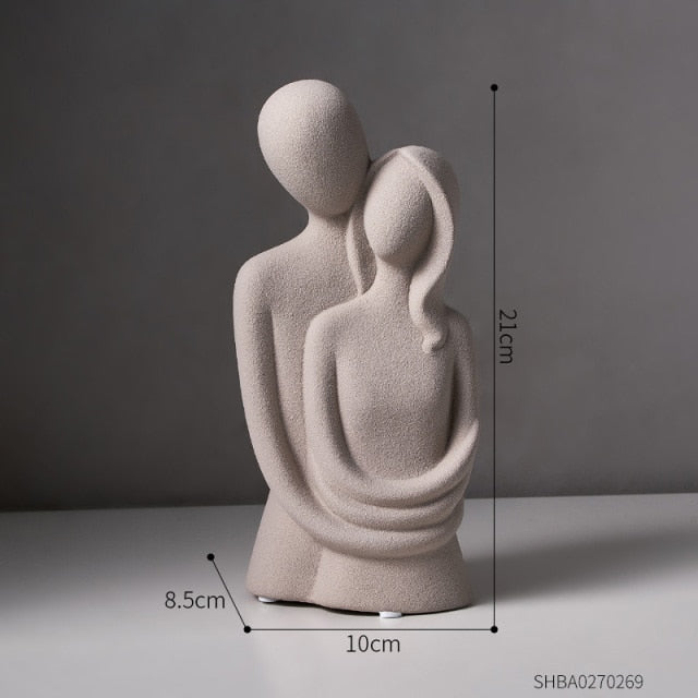 Cuddle Me - Nordic Abstract Embrace Couple Sculpture
